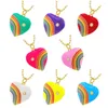 Chaînes 8 couleurs de bonbons colorés choix bohême coeur pendentif à breloques pour femmes Vintage chaîne collier gouttes d'huile bijoux cadeau