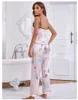 Women's Sleepwear Print Pyjamas Womens Two-pieces Sleep Set Sexy Lace Pajamas Suit Strap Cami&Shorts Satin Home Clothes Lounge Wear
