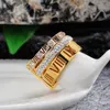 Wedding Rings Luxury Rhinestone For Women Stainless Steel GoldSilver Color Roman Numerals Finger Female Wedding Engagement 230505