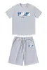 Ontwerper Mode Kleding T-shirts T-shirt Trapstar Blauw Wit Handdoek Geborduurd Sport Set Heren Dames T-shirt met korte mouwen Shorts Casual Streetwear Sportkleding