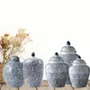 Storage Bottles Ceramic Flower Vase Traditional Tabletop Tea Caddy Porcelain Ginger Jar