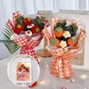 Decoratieve bloemen kransen kleurrijke gehaakte bloemen boeket katoen kunstmatige bloemen bruiloft feest decors ins hand geweven bloemen moeder'sdag cadeau 230505