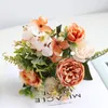 Dekorativa blommor 1st Vintage Rose Artificial Peony Bouquet For Home Wedding Decoration Room Bord Jul Fake Flower Nanairo