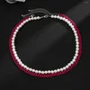 Kedjor trendiga mäns smycken kreativ personlighet rosa kubansk kedja med pärla dubbel lager man halsband mode hip hop accessorie