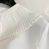 Women's Blouses Elegant White Pure Silk Blouse Women 23 SS Fashion Long Sleeve Organ Pleated Bow Tie Small Bell Shirt High-end Shirts Tops