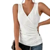 Dames blouses dames zomervest diep v-neck vaste kleur mouwloze slanke fit holte sports middele lengte gym jogging dame tanktop voor