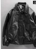 Erkek ceketler Deri Erkekler Sonbahar Fleece Motosiklet PU PU PU Lehter Erkek Çarpıştırma Yaka Kırış Windbreaker Ropa De Hombre Coat 3xl 230505