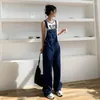 Damen Jeans Y2k Retro Dunkelblauer Overall für Damen Korean Fashion Denim Strampler Overall Sommer Lose Größe High Street Baggy Hose