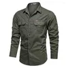 Casual shirts voor heren mannen met lange mouwen met lange mouwen leger tactische militaire gevechten mannelijke vracht katoen slank fit ademende sport tops