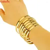 Bileklik Caluven 8mm 6pcs/Lot Etiyopya Altın Renk Bangles Kadınlar için Dubai Takı Afrikalı Parlak Bilezikler Düğün El Zincirbangle Kent22