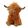 Plush Dolls 25cm Simulation Highland Cow Plush Animal Doll Soft Stuffed Highland Cow Plush Toy Kawaii Kids Baby Gift Toy Home Room Decor 230504