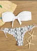 Mulher Biquíni de praia de praia 2023 mulher sexy de renda dianteira up tie bandau leopard maiô feminino push push buffled bathing thong 230505