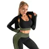 Yoga outfit 2/3st sömlösa kvinnor yoga set träning sportkläder gymkläder fitness långärmad skörd topp hög midja leggings sport kostymer p230505