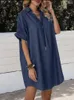 Повседневные платья женское летнее платье 2023 Джинсовая юбка для лацка