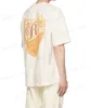 Herr t-shirts designer modekläder tees rhude gul emblem tryckning kort ärm vit lös halva ren bomull trendig sommar toppar streetwear