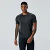 LL Men Outdoor Shirts New Fitness Gym Football Soccer Mesh Back LU Sports T-shirt à séchage rapide Skinny Male