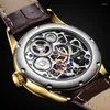 Wristwatches Fashion Real Tourbillon Mechanical Watches Mens 2023 Original Luxury Business Skeleton Movement Sapphire Watch Men