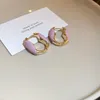 Orecchini a cerchio Minar Minimalista Bianco Purple Color Enamel per le donne Cavalca Gioielli per feste di orecchini geometrici