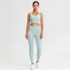 Yoga -outfit Naked Feel Yoga Set Women Fitness Sportswear 2 -delige Strappy Sports BH High Taille Gym Leggings Trainings Outfit Active Wear P230505