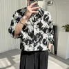 Men's Casual Shirts Korean Fashion Printed Stylish Mens Clothing 2023 Summer Trends Vacation Shirt Holiday Dress Pattern Loose Blouse Ins