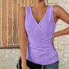 Dames blouses dames zomervest diep v-neck vaste kleur mouwloze slanke fit holte sports middele lengte gym jogging dame tanktop voor