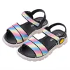 Sandals 2-8 Years Girls Rainbow Sandals Summer Kids Beach Shoes Girl Fashion Princess Sandal Children Flats Shoes Chaussure Enfant Fille 230505