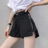 女性のショートパンツシックデザインジッパーショーツジーンズ女性ゆるいハイウエストショートバケロス新しい夏Y2KベージュパンツストリートウェアデニムワイドレッグパンツZ0505