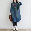 Women's Blouses shirts vrouwen denim jassen vintage Koreaanse stijl oversized lange lengte met één borsten dames casual gepersonaliseerde print CoA