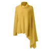 Femmes Blouses Femmes Hiver Tricoté Pull À Col Roulé Poncho Cape Couleur Unie Crochet À Franges Châle Wrap Surdimensionné Pull Cape Tops