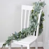 Decoratieve bloemen 2m eucalyptus slinger kunstmatige faux wanddecor zilveren dollar groene bladeren wijnstokken plant voor bruiloftsboog