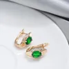 Dingle örhängen juliDream Emerald Green Oval Zircon Drop For Women Vintage Jewelry 585 Rose Gold Color Elegant Accessories