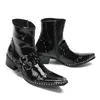 Британские роскошные высокие каблуки мужчины сапоги с кожаными сапогами из кожи черные итальянские туфли с chelsea