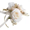 Bracciale a fascia con fiori color champagne, fiori decorativi, rosa, per accessori da sposa