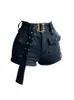 Damesshorts Vintage denim hoge taille Y2k casual jeans cargobroek gothic zwart kort met riem 2023 zomer 230505