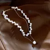 Le catene vendono gioielli di collana femminile riempita in oro 14 carati di perle d'acqua dolce barocche naturali per le donne corte senza dissolvenza