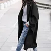 Femmes laine femme Long manteau mode coréen Preppy Style rétro polyvalent coupe-vent décontracté chaud laine surdimensionné 2023 automne femmes