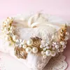 Headpieces Headdress Fashion Golden Handmade Bride Pearl Wedding Dress Accessories Bridal Jewelry