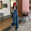 Jeans pour femmes Big Pocket Blue Denim Jarretelles Jumpsuit Tenues de vacances Y2k Vêtements Casual Streetwear Pantalons longs Pantalons 2023