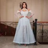 Vestidos de fiesta Sharon Said Luxury Dubai Light Blue Vestido de noche para mujeres Boda Elegante Off Árabe Vestidos formales SS418 230505