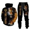 Męskie bluzy bluzy Lion Tiger 3D Digital Printing Sweater Spring and Autumn Men's Hooded {kategoria}