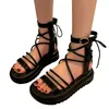 Sandalen Damen Sommer Mode einfache dicke Boden Retro Womens Flach mit Fersenriemen Schlupf für Frauen breite Breite