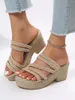 Sandales Femmes Slide Espadrille Plate-forme Chaussures Wedge Fashion Open Toe Paille Summer Slipper Comfy Casual 2023Women's