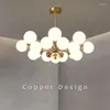 Chandeliers Modern Nordic Copper LED Chandelier For Living Room Bedroom Dining Kitchen Ceiling Pendant Lamp Gold Brass Hanging Light