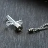 Chains Stainless Steel Transparent Glass Cross Men Cremation Urn Pendant Necklace Jewelry Ash Gift For Him With Chain