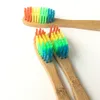 Tête colorée brosse à dents en bambou environnement en bois arc-en-ciel brosse à dents en bambou soins bucco-dentaires tête à poils doux brosse à dents nouveau