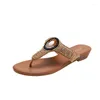 Slippers Women's Summer Fashion Beaded Slides Shoes Wedge Beach Sandals Women Outside Platform Leisure Flip Flops Sandales
