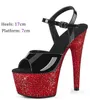 Sandaler Full Dress Peep Toe Pole Dance Shoes Women Platform 17 cm High Heels Sexiga fetisch nattklubbmodeller visar fest