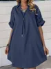 Abiti casual Abito estivo da donna 2023 Camicia con risvolto in denim Gonna ampia Top oversize Abbigliamento semplice retrò Donne conservatrici