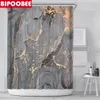 Shower Curtains Abstract Marble Shower Curtain Crack Gold Texture Luxury Stone Grain Bathroom Curtains Toilet Cover and Bath Mat NonSlip Rug 230504