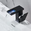 Kitchen Faucets On The Faucet Table Wash Basin Cold And Bathroom Cabinet Black LED Luminous Waterfall